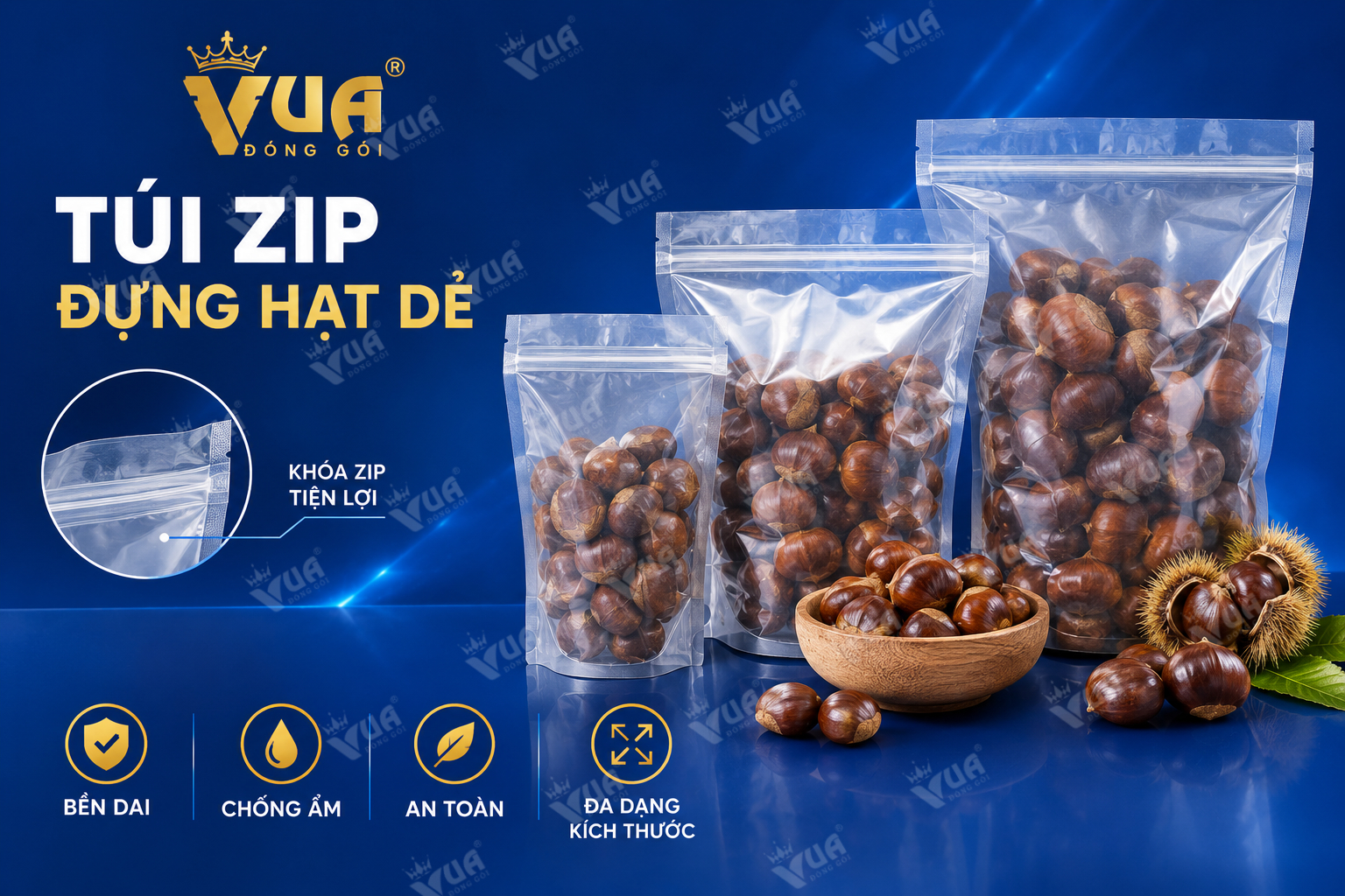 Kích thước bao bì hạt dẻ